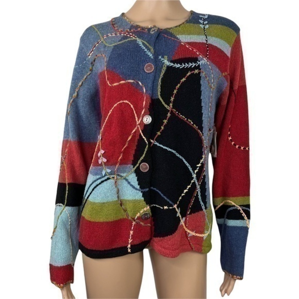 70s VTG Rare Susan Bristol Sweater Classic Multicolored NWT L